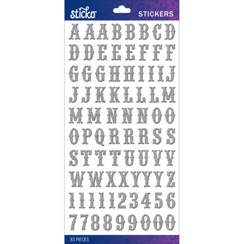 Sticko Alphabet Stickers-Silver Glitter Carnival - E5290139 - 015586816938