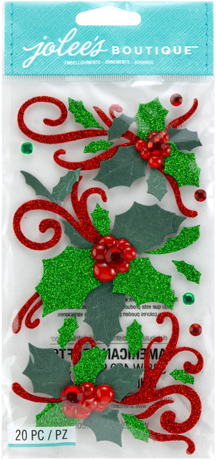 3 Pack - Jolee's Boutique Dimensional Stickers-Flourishes and Holly - E5050416 - 015586908657