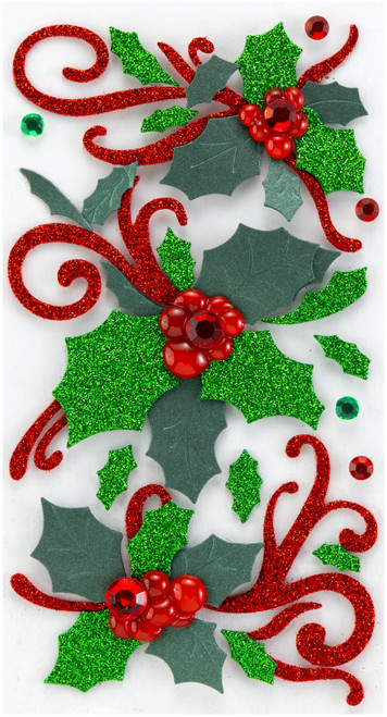 3 Pack - Jolee's Boutique Dimensional Stickers-Flourishes and Holly - E5050416
