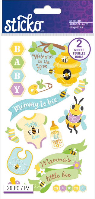 3 Pack - Sticko Flat Stickers-Baby Beehive, 26/Pkg - 5201522