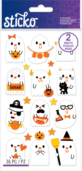 3 Pack - Sticko Flat Stickers-Ghost Party, 36/Pkg - 5201526