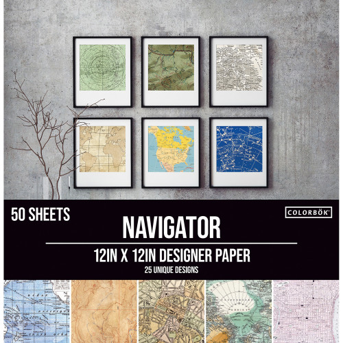 Colorbok Designer Paper Pad 12"X12"-Navigator - 74098BL - 765468740980