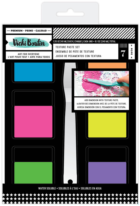 Vicki Boutin Mixed Media Neon Texture Paste Set-(6) Colors & (1) Palette Knife - VB007151 - 718813411400