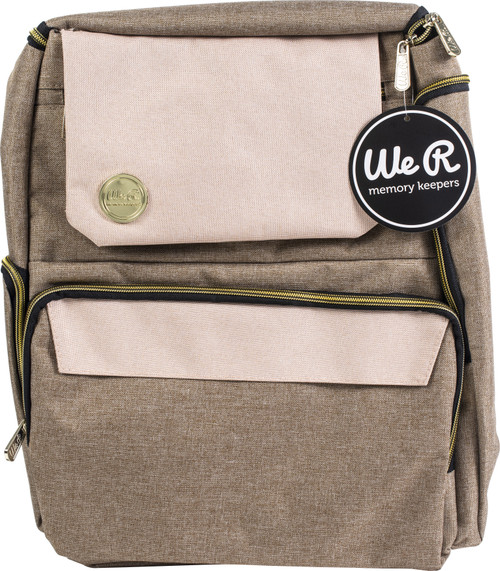 We R Memory Keepers Crafter's Backpack-Taupe & Pink - WR662909 - 633356629092