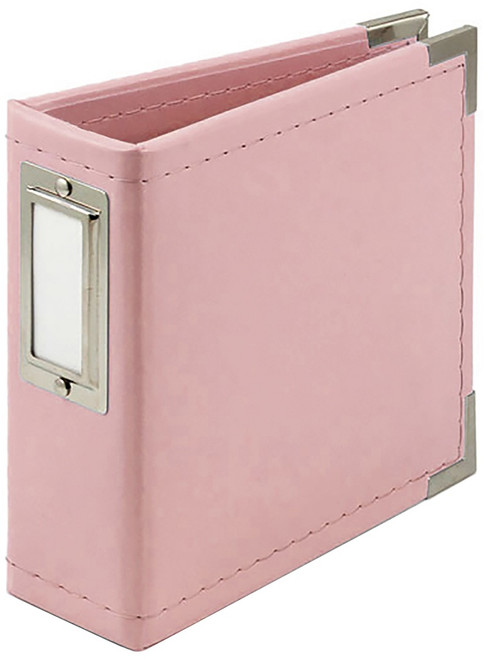 We R Classic Leather D-Ring Album 4"X4"-Pretty Pink - WRRING4-00179 - 633356616375