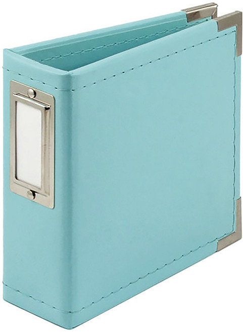 We R Classic Leather D-Ring Album 4"X4"-Aqua - WRRING4-00178 - 633356616368