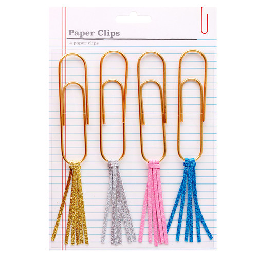 3 Pack - American Crafts Giant Paper Clips With Tassels 4/Pkg-Glitter - 355447 - 718813554473