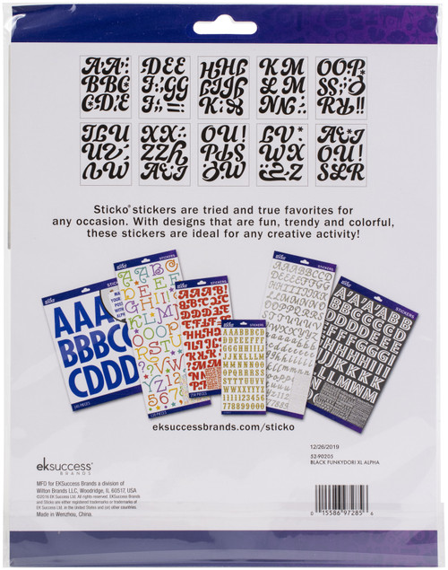 Sticko Alphabet Stickers 126/Pkg-Funkydori - Extra Large - Black - 52-90205