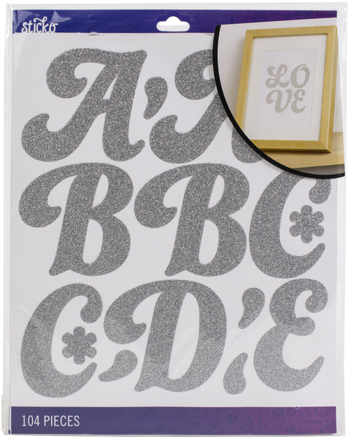 Sticko Alphabet Stickers 104/Pkg-Funkydori - Extra Large - Silver Glitter - 52-90214 - 015586972900