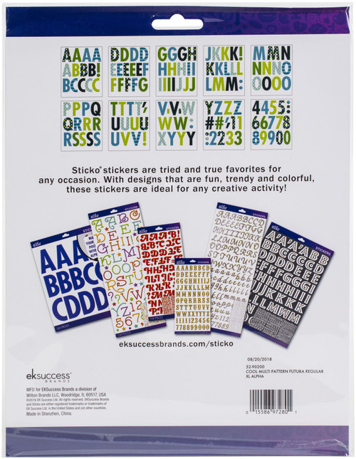 Sticko Alphabet Stickers 145/Pkg-Futura - Extra Large - Cool Pattern - 52-90200 Sticko Alphabet Stickers 145/Pkg-Futura - Extra Large - Cool Pattern - 52-90200