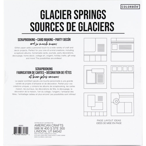Colorbok Specialty Paper 12"X12" 10/Pkg-Glitter Glacier - 68262