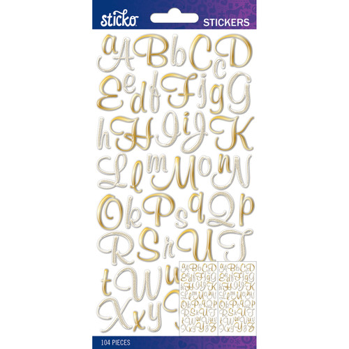 Sticko Alphabet Stickers-Gold Foil Script Small - 5290280 - 015586879193