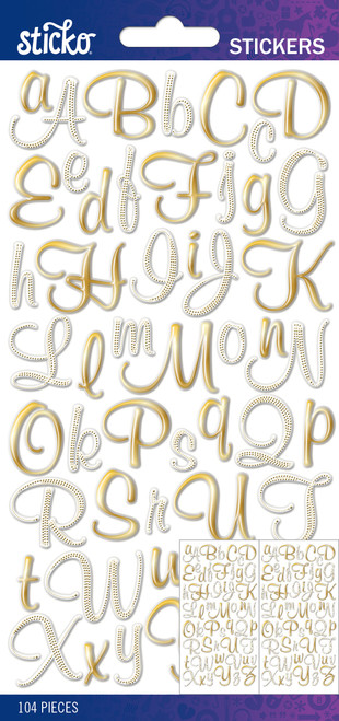 Sticko Alphabet Stickers-Gold Foil Script Small - 5290280 Sticko Alphabet Stickers-Gold Foil Script Small - 5290280