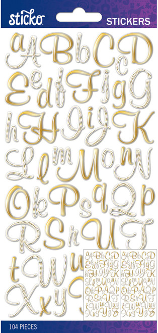 Sticko Alphabet Stickers-Gold Foil Script Small - 5290280 Sticko Alphabet Stickers-Gold Foil Script Small - 5290280