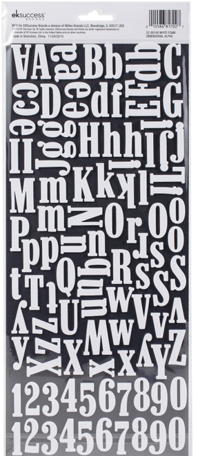 Sticko Alphabet Stickers 208/Pkg-Foam - Dimensional - White - 52-90148