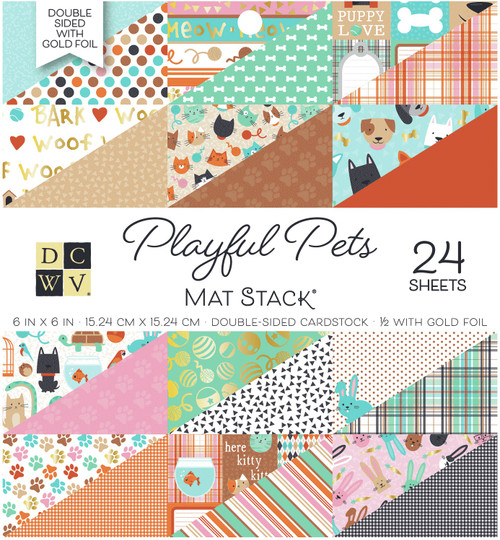 DCWV Specialty Card Stack 6"X6" 24/Pkg-Playful Pets - PS006154 - 611356322229