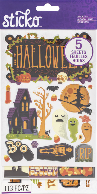 Sticko Themed Flip Pack Stickers 113/Pkg-Halloween - 52-60175 - 015586984361