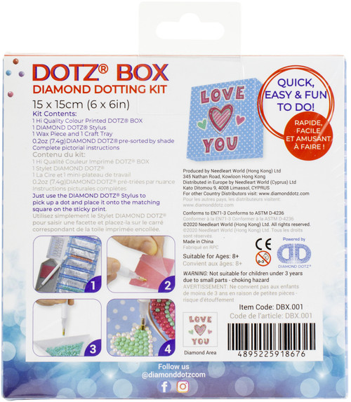 Diamond Dotz Diamond Art Box Kit 6"X6"-LOVE YOU - DBX001