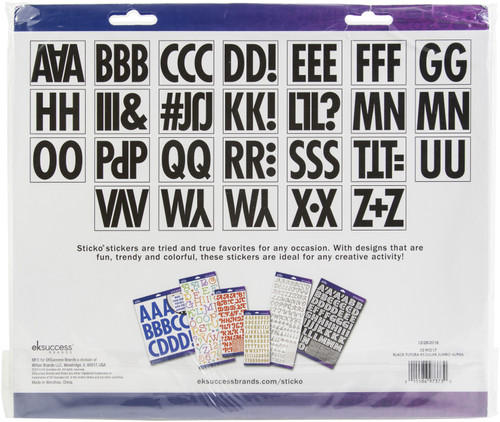 Sticko Jumbo Alphabet Stickers-Black Futura Regular Jumbo - E5290217