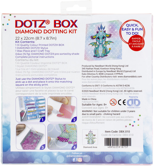 Diamond Dotz Diamond Art Box Kit 8.6"X8.6"-Ariel The Baby Dragon - DBX010 Diamond Dotz Diamond Art Box Kit 8.6"X8.6"-Ariel The Baby Dragon - DBX010