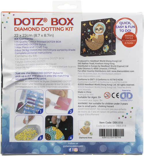 Diamond Dotz Diamond Art Box Kit 8.6"X8.6"-Sloth Universe - DBX018 Diamond Dotz Diamond Art Box Kit 8.6"X8.6"-Sloth Universe - DBX018