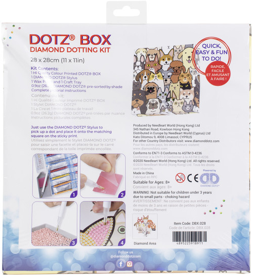 Diamond Dotz Diamond Art Box Kit 11"X11"-Dogs & DOTZ - DBX028 Diamond Dotz Diamond Art Box Kit 11"X11"-Dogs & DOTZ - DBX028