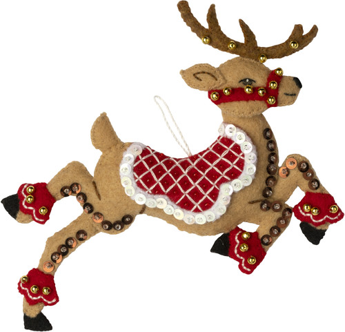 Bucilla Felt Ornaments Applique Kit Set Of 6-Festive Reindeer - 89299E Bucilla Felt Ornaments Applique Kit Set Of 6-Festive Reindeer - 89299E