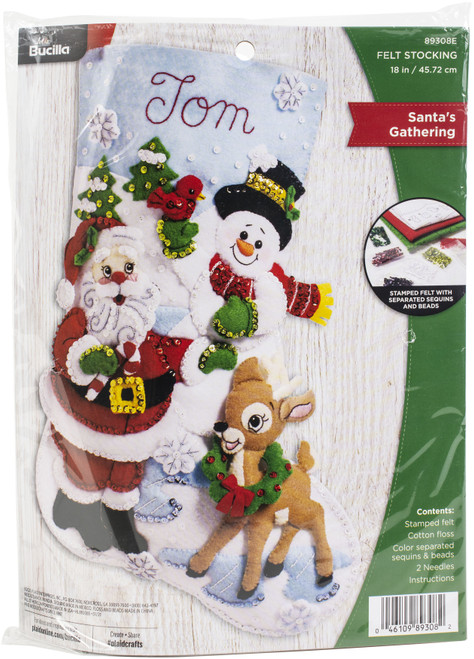 Bucilla Felt Stocking Applique Kit 18" Long-Santa's Gathering - 89308E - 046109893082