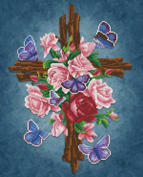 Diamond Dotz Diamond Art Kit 16"X20"-Flower Cross - DD9061 Diamond Dotz Diamond Art Kit 16"X20"-Flower Cross - DD9061