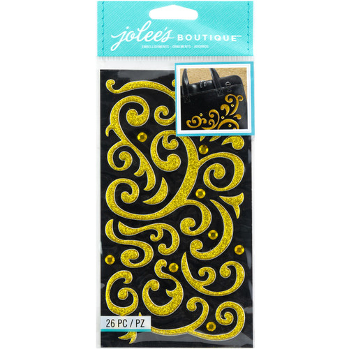 Jolee's Boutique Stickers-Gold Puffy Flourish & Gems - E5030180 - 015586812268