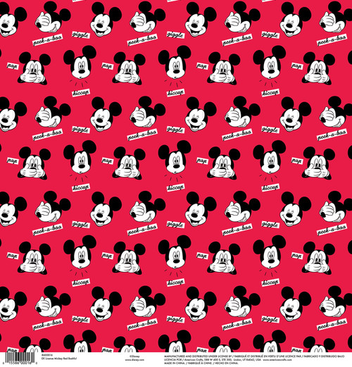 25 Pack - Ek Disney Single-Sided Cardstock 12"X12"-Mickey Red Bashful - DIS12X-016 - 015586000160