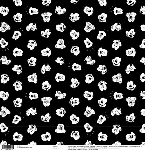 25 Pack - Ek Disney Single-Sided Cardstock 12"X12"-Mickey Black & White Face - DIS12X-011 - 015586000115