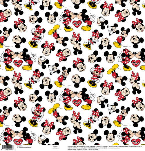 25 Pack - EK Disney Single-Sided Cardstock 12"X12"-Mickey & Minnie White - DIS12-007 - 015586000078