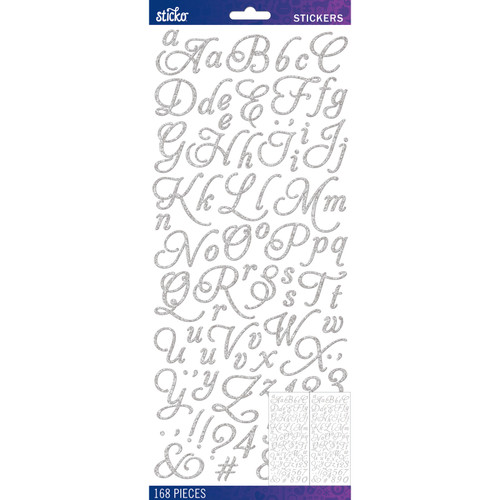 Sticko Alphabet Stickers-Silver Aphrodite Glitter - 5290246 - 015586975826