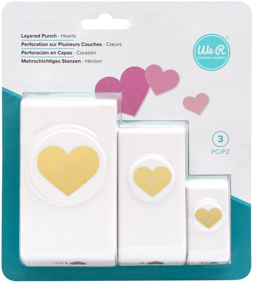 We R Memory Keepers Layering Punches 3/Pkg-Hearts - WR660308 - 633356603085