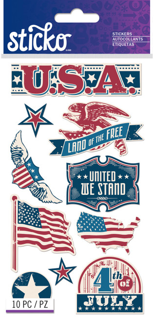 Sticko Stickers-Vintage Patriotic Words - 5201355 - 015586885316