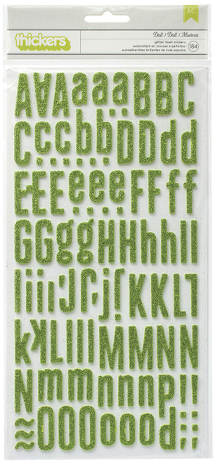 American Crafts Thickers Stickers-Doll Green Glitter Alphabet 184/Pkg - AB-TS3-53258 - 718813532587