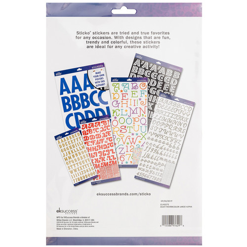 Sticko Alphabet Stickers-Multi Watercolor Large - 5290273