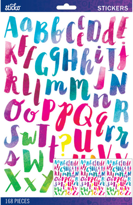 Sticko Alphabet Stickers-Multi Watercolor Large - 5290273