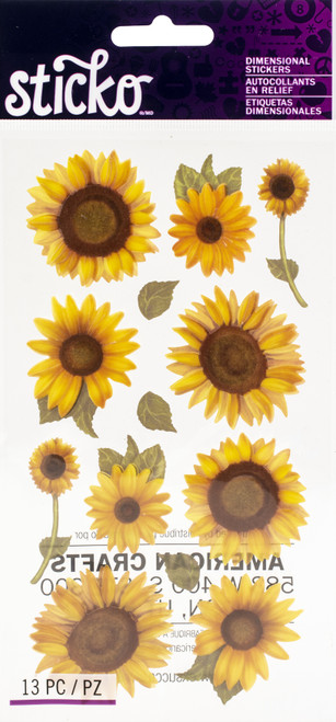 Sticko Dimensional Stickers-Sunflowers - 52010002 - 015586987256