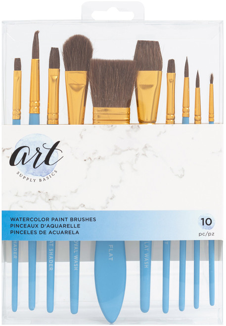 American Crafts Art Supply Basics Watercolor Brush Set-10/Pkg - 354839 - 718813548397