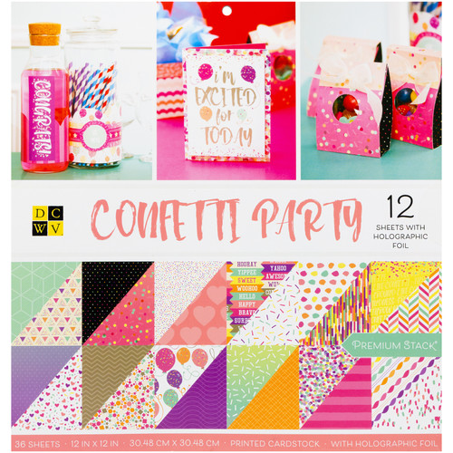 DCWV Cardstock Stack 12"X12" 36/Pkg-Confetti - PS00635 - 611356322151