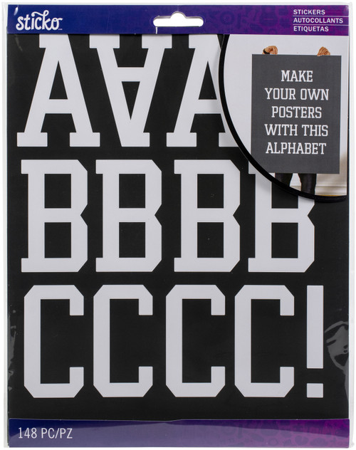 Sticko XL Alphabet Stickers-White Pro Player - E8600711 - 015586007114