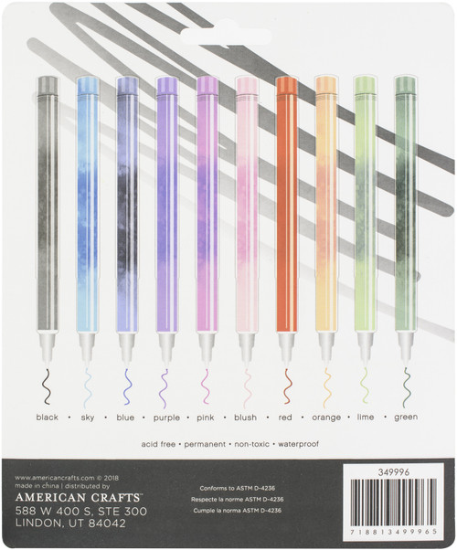 American Crafts Felt Tip Markers 10/Pkg- - 349996