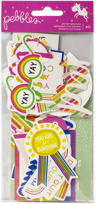 Live Life Happy Ephemera Cardstock Die-Cuts 40/Pkg-Phrase W/Foil Accents - PB736924 - 646247369243