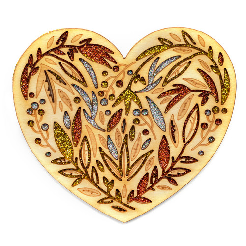 Jolee's Boutique Adhesive Laser-Cut Wood Embellishment-Patterned Heart - 8601844