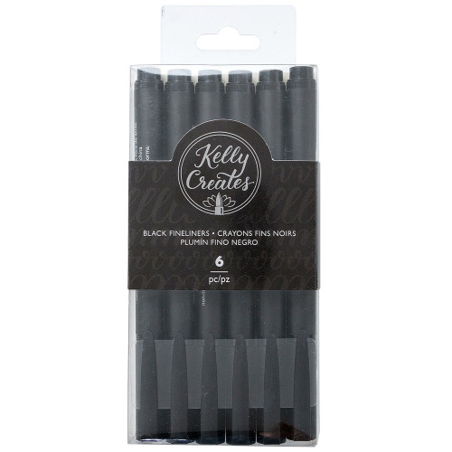 Kelly Creates Fineliners Pens 6/Pkg-Black - 343554 - 718813435543