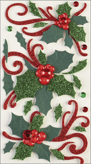 Jolee's Boutique Dimensional Stickers-Flourishes and Holly - E5050416