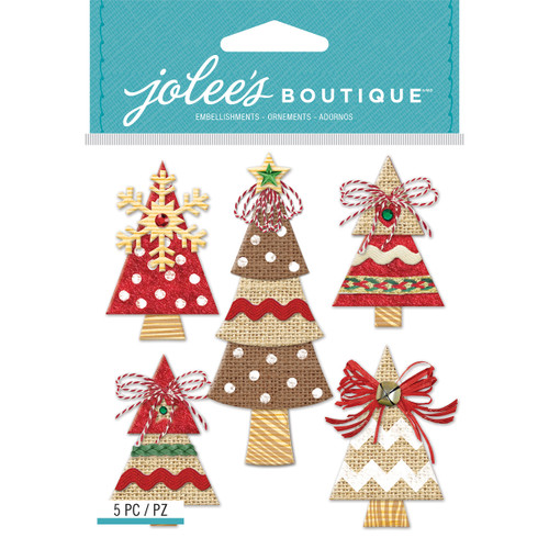Jolee's Boutique Dimensional Stickers-Holiday Burlap Trees - E5021987 - 015586957402