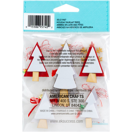 Jolee's Boutique Dimensional Stickers-Holiday Burlap Trees - E5021987